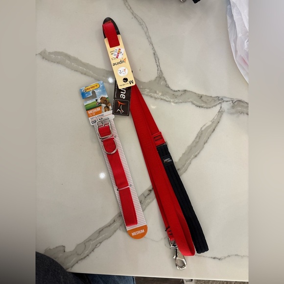 Other - Red and Black Dog Leash and Collar Set